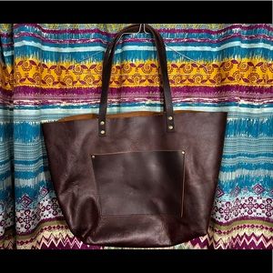 Portland leather XL Tote with wallet and makeup bag